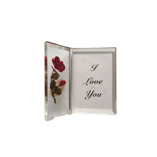 Bircraft I Love You Plaque Red Rose Lucite Handmade Indiana Vintage