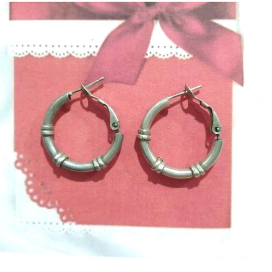 Vintage Silver Tone Hoop Earrings Small Lightweight