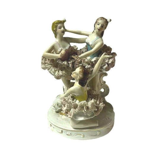 Vintage Dresden Porcelain Lace Ballerina Dancer Figurine Germany Chipped
