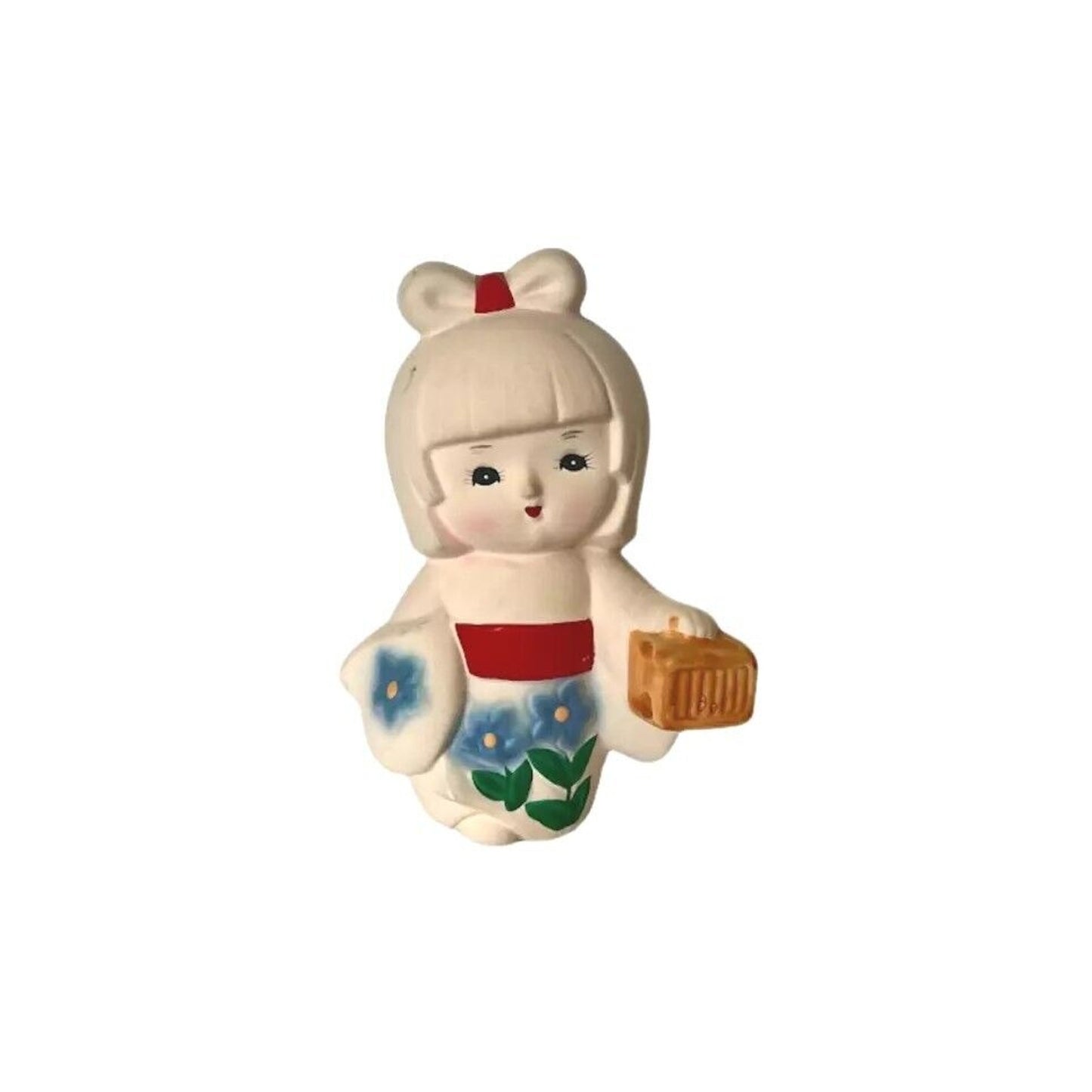 Vintage Japanese Geisha w Lantern Porcelain Bisque Hakata Dolls Figurine