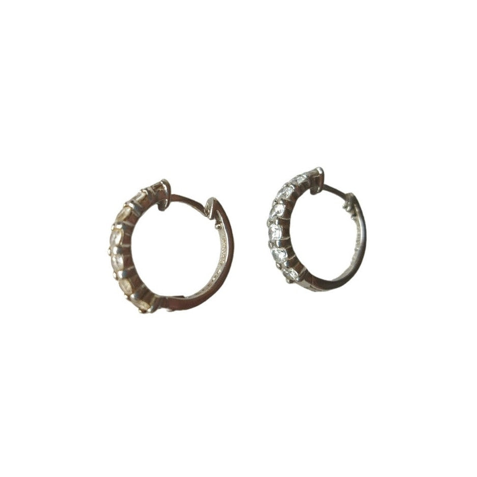 Round Cut Clear Cubic Zirconia Hoops Earrings Sterling Silver 925 Hoop