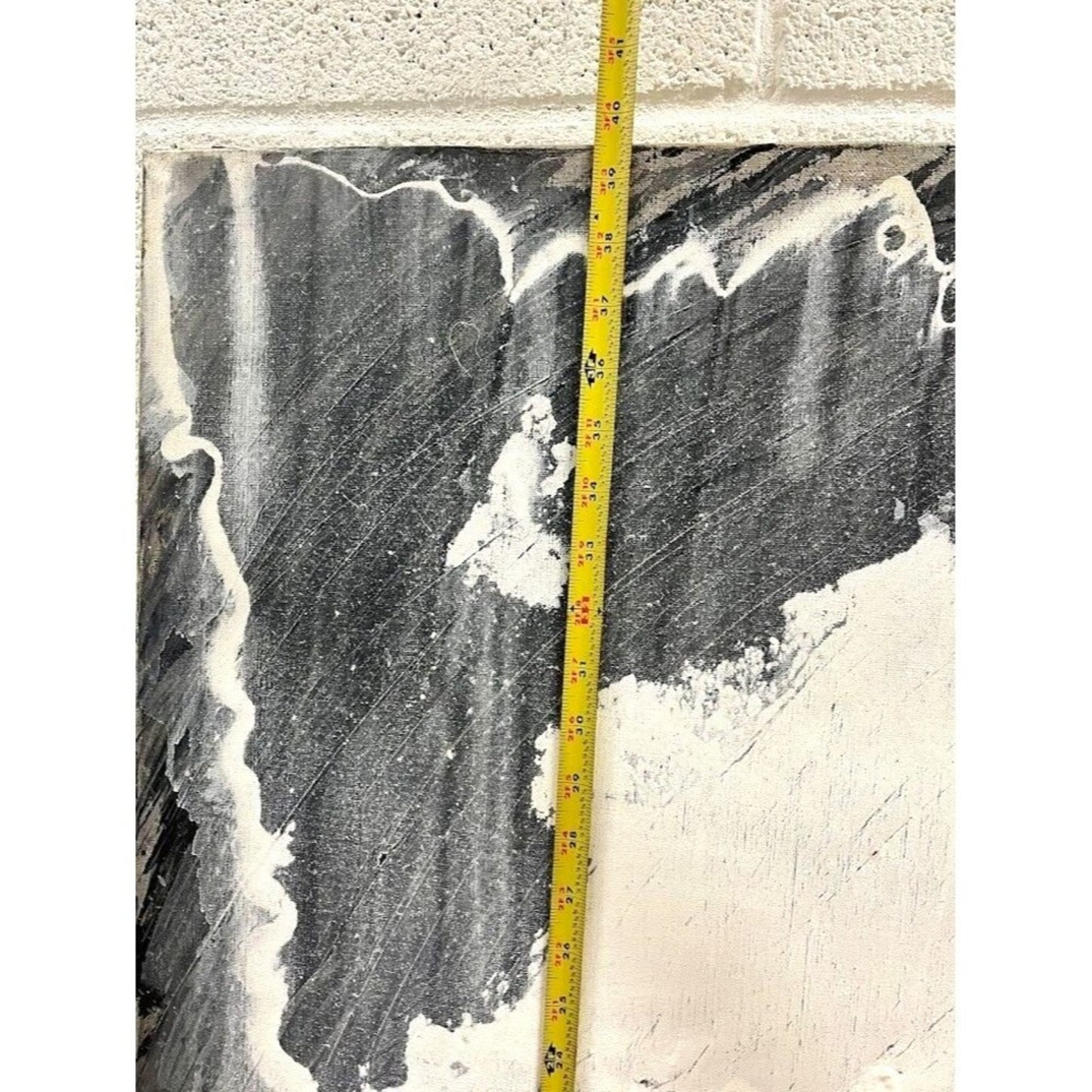 J. I.G. Vintage Abstract Oil on Canvas Painting Snow Black White 39in x 39 in