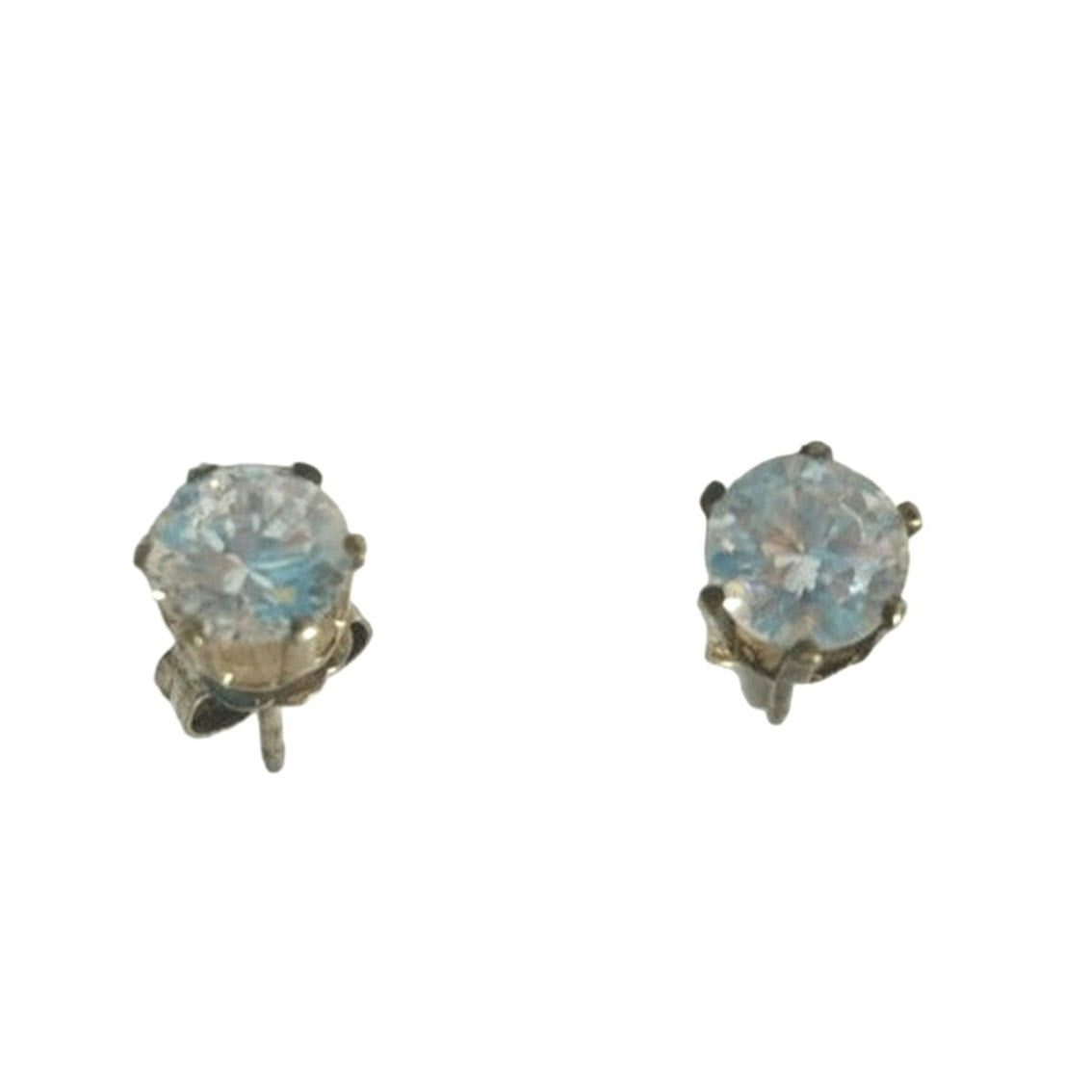Brilliant Cut Cubic Zirconia Stud Earrings Sterling Silver 925 Post Screw Back