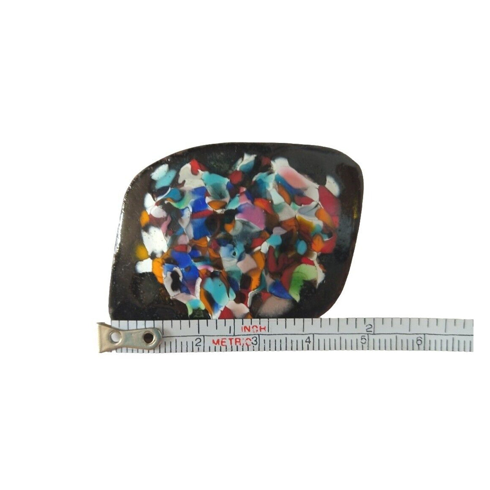 Vintage Women's Brooch Pin Abstract Black Enamel Austria Estate Fashion Jewelry
