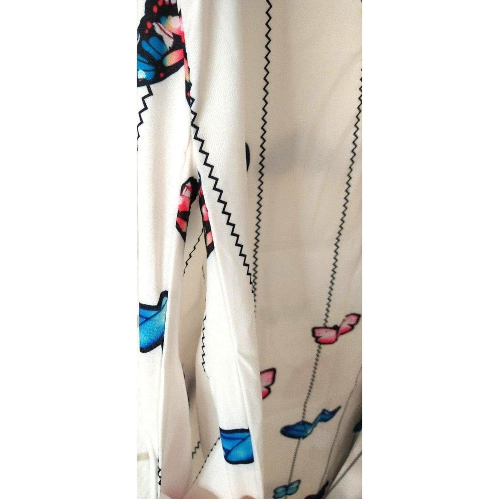 White Butterflies Maxi Dress with Pockets Size L Sleeveless