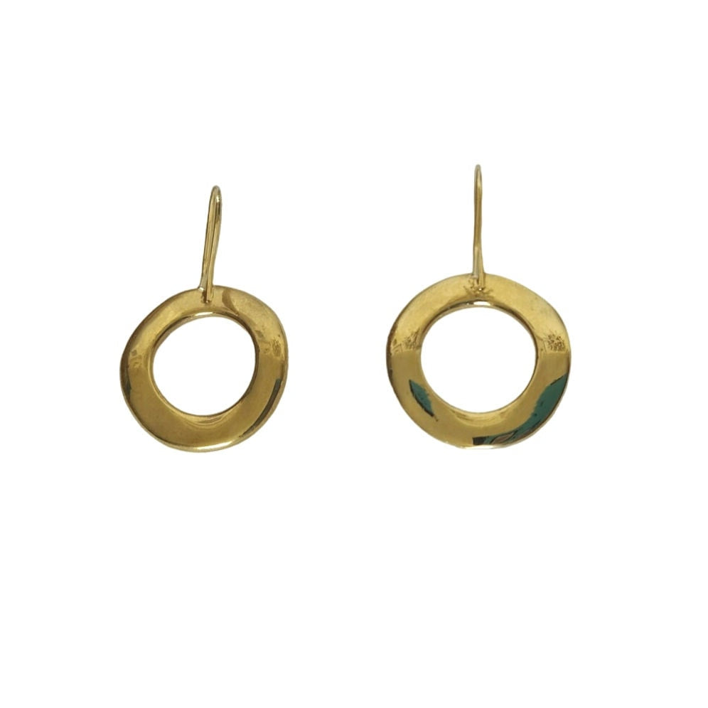 Vintage Hoop Dangle Earrings Gold Plated Circle Thick Round Wire Hook