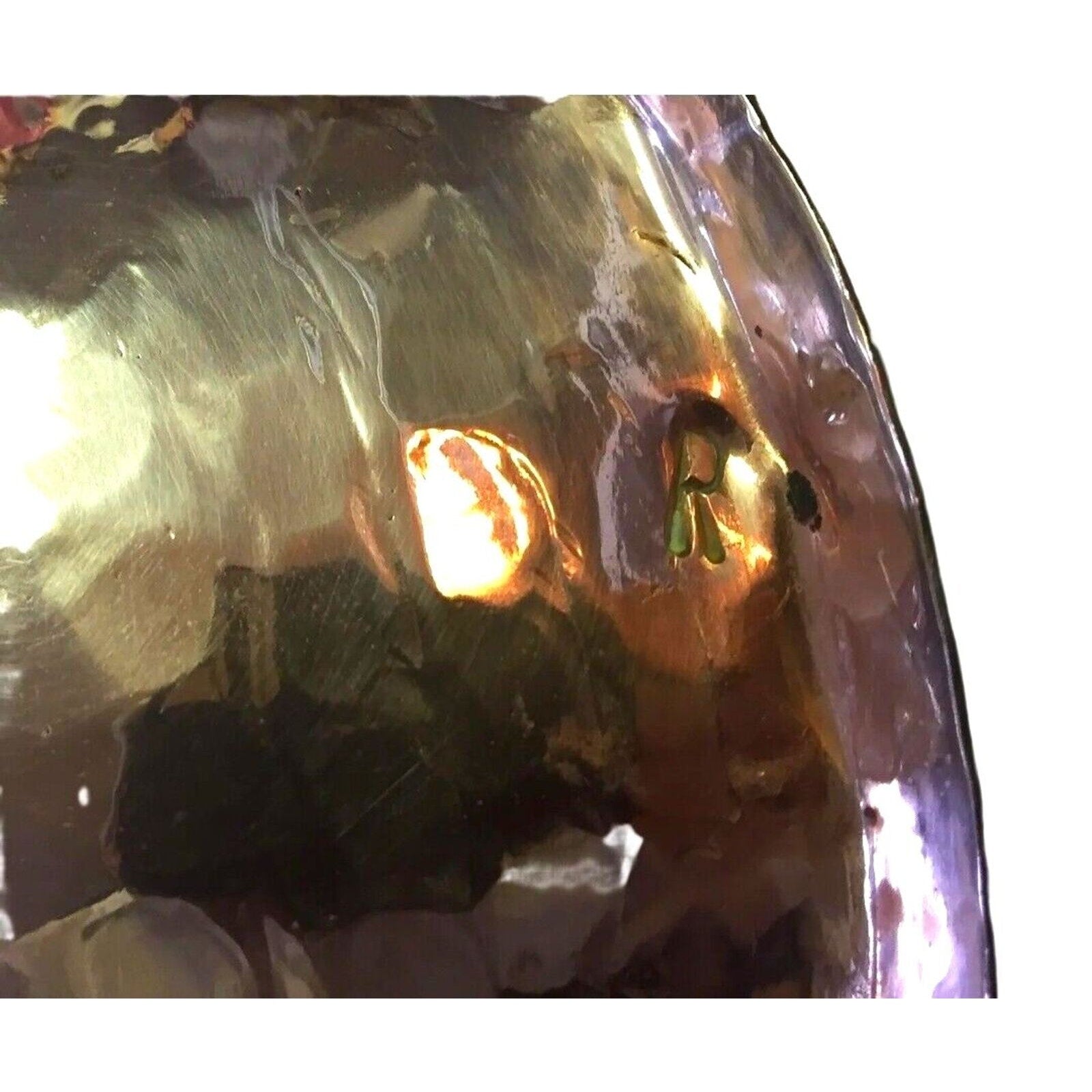 Antique Serving Dish Platter Cooking Lid Fish Seafood Oval Hammered Copper Brass