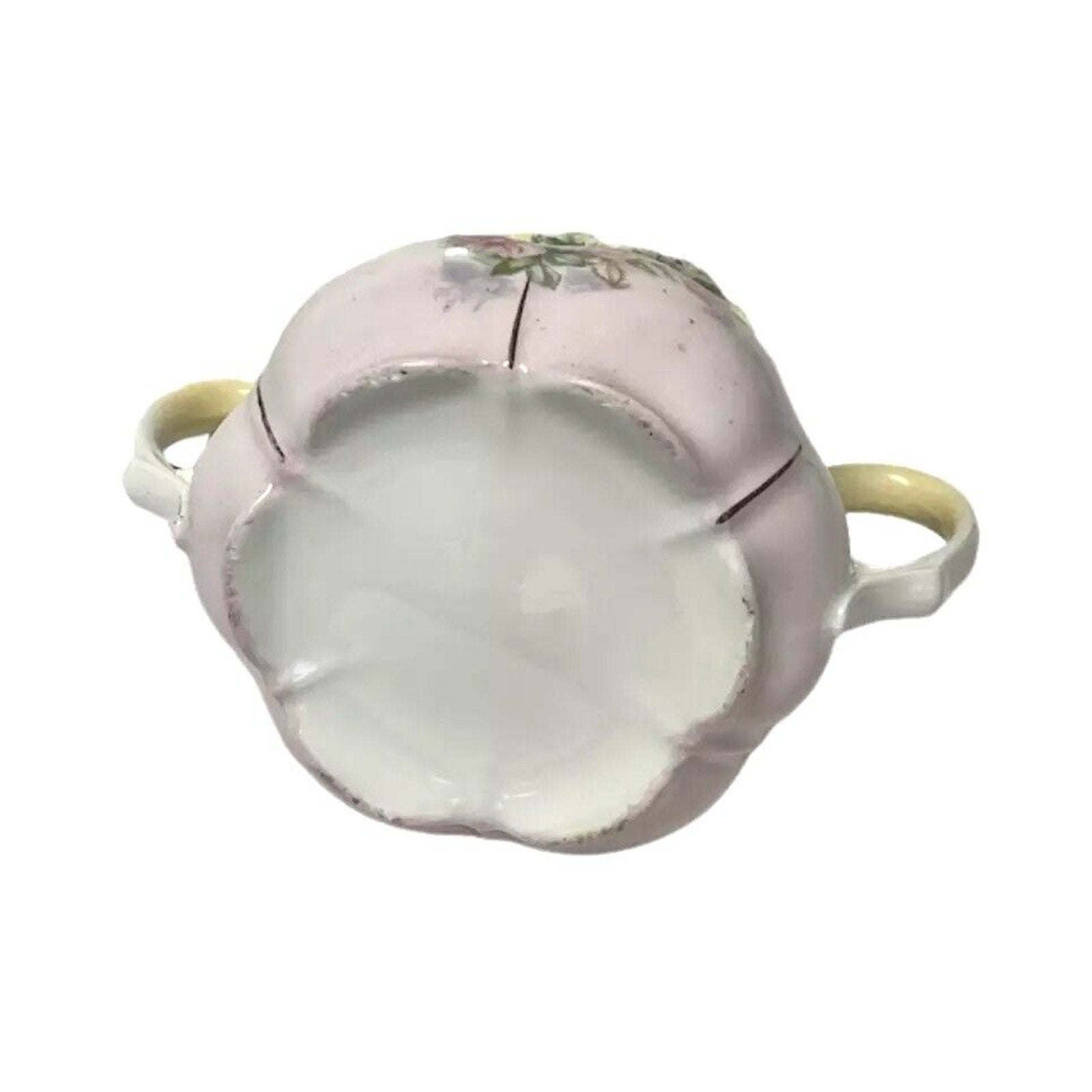 Antique RS Prussia Creamer Porcelain Two Handles Mold 506 Pink Roses C. 1890