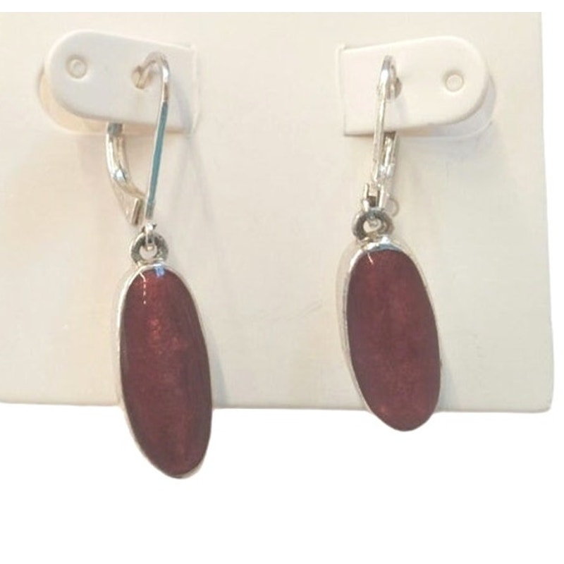 Oval Cut Red Jasper Dangle Drop Earrings Sterling Silver Plated Lever Back