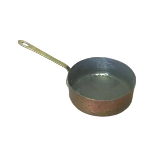 Antique French Copper and Brass Sauté Pan Saucer Chef Sauce Pan Dish w Handle