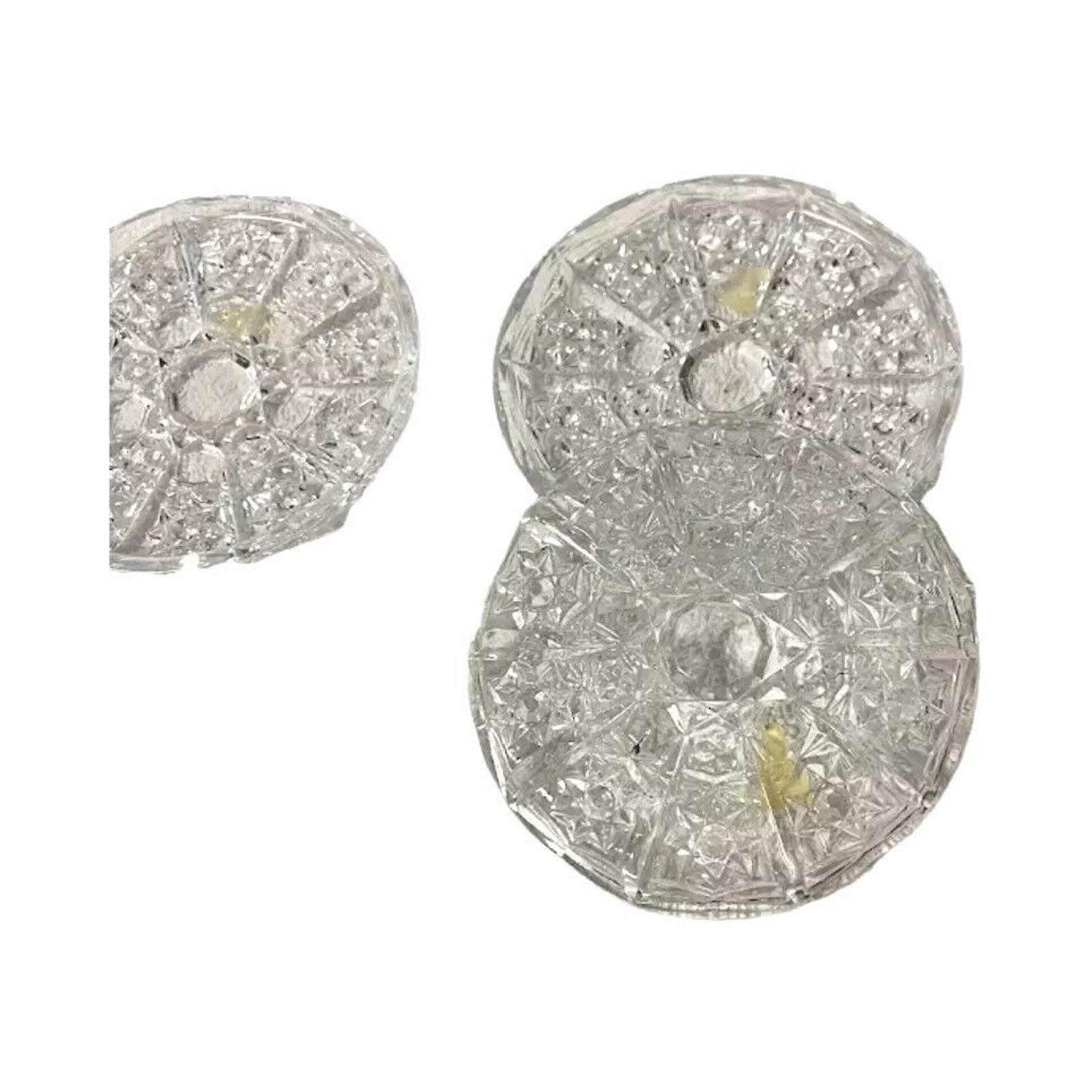 Antique Serving Platter Set Of 6 Round Brilliant Cut Lead Crystal 4.25" Star