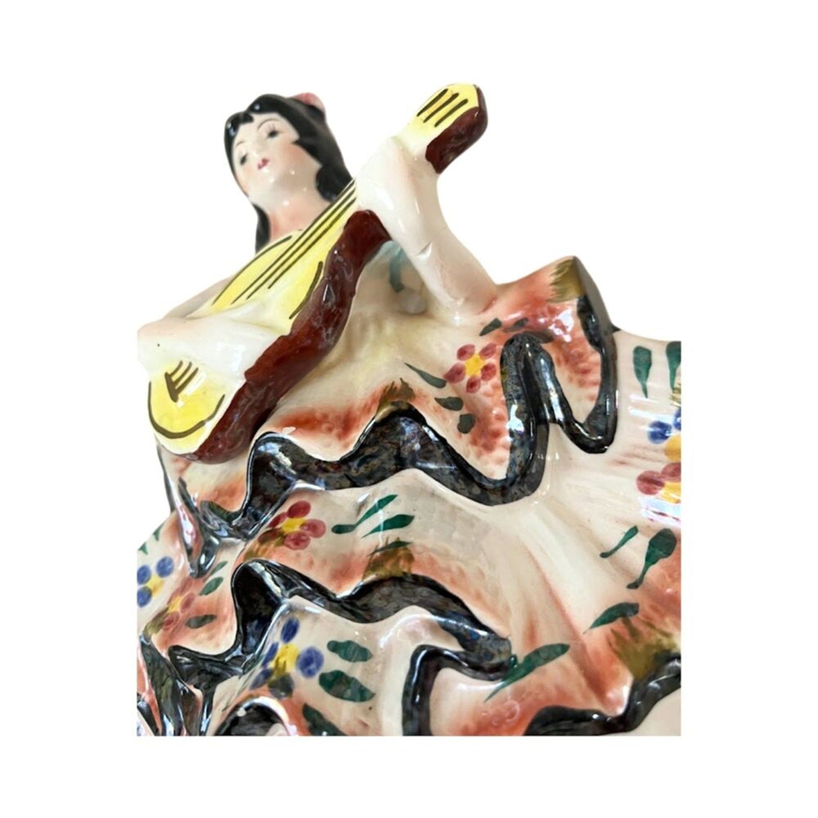 Vintage Figurine Statue Porcelain Flamenco Dancer Guitar Player Spanish Woman