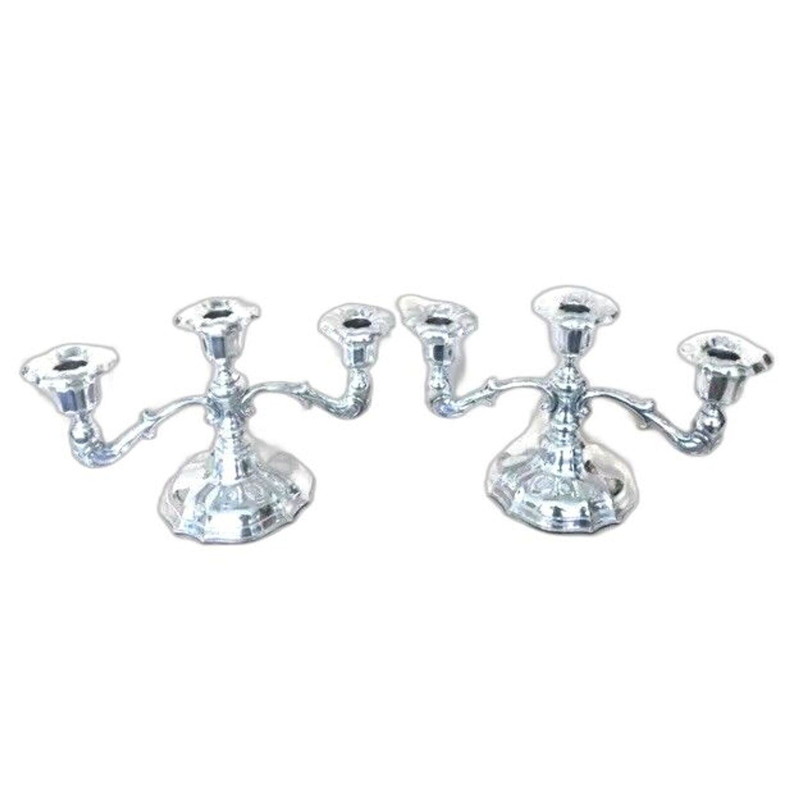 Antique Sterling Silver Candelabras Pair Candle Holders Art Nouveau