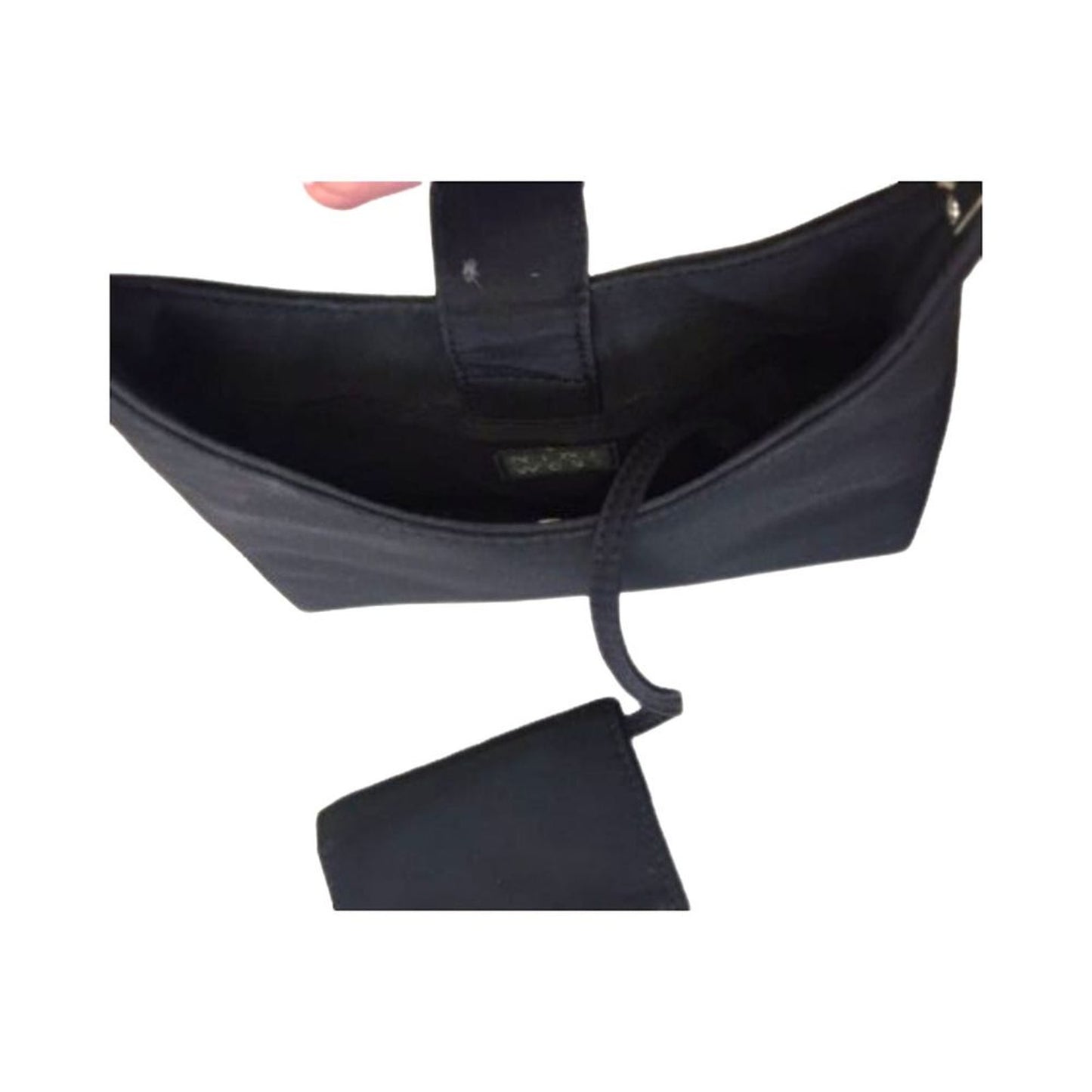 Nine West Women Sleek Black Shoulder Bag Coin Purse Party Cocktail Black Clutch