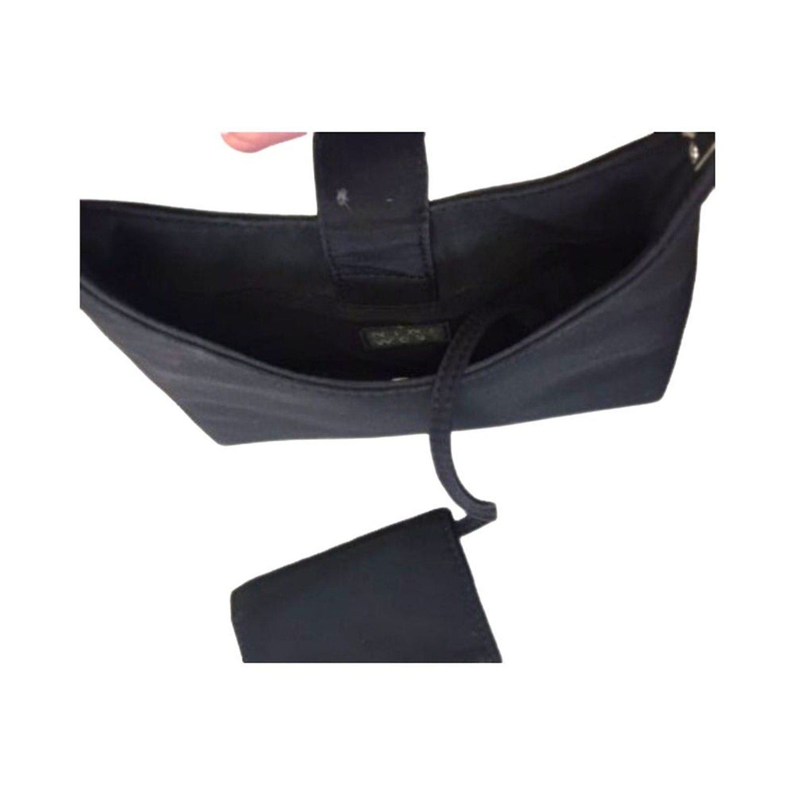Nine West Women Sleek Black Shoulder Bag Coin Purse Party Cocktail Black Clutch