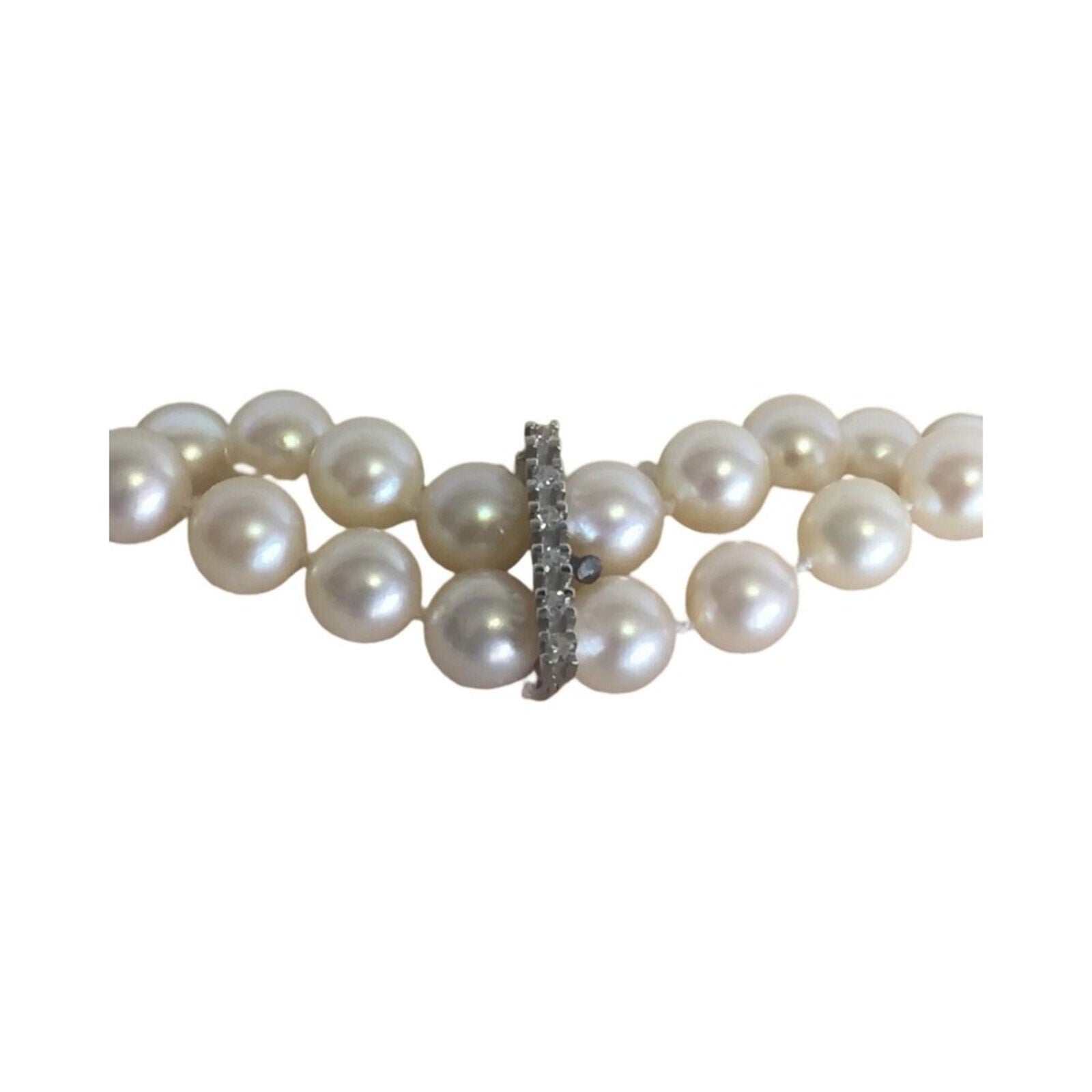 Vintage Estate Natural Pearls Necklace with Diamonds,Blue Sapphires White Gold