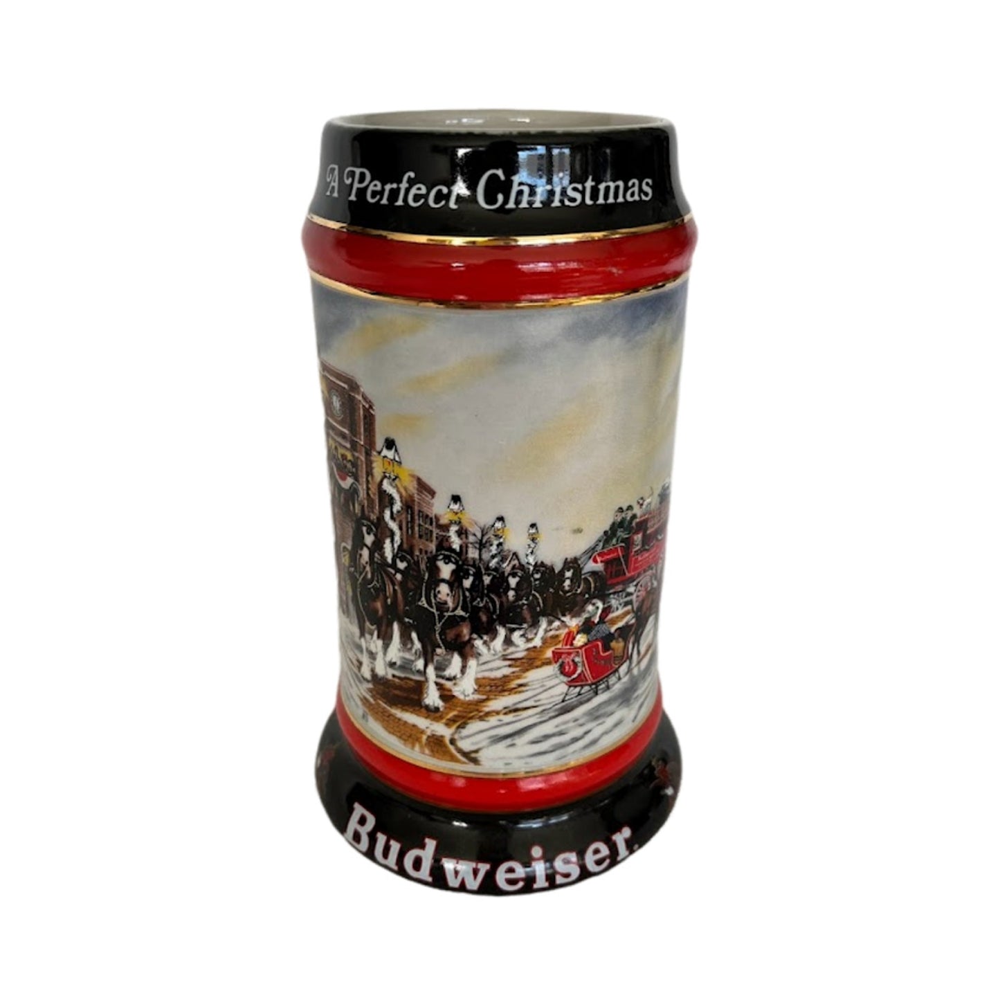 Budweiser A Perfect Christmas Collector's Series Holiday Beer Stein Mug 1992