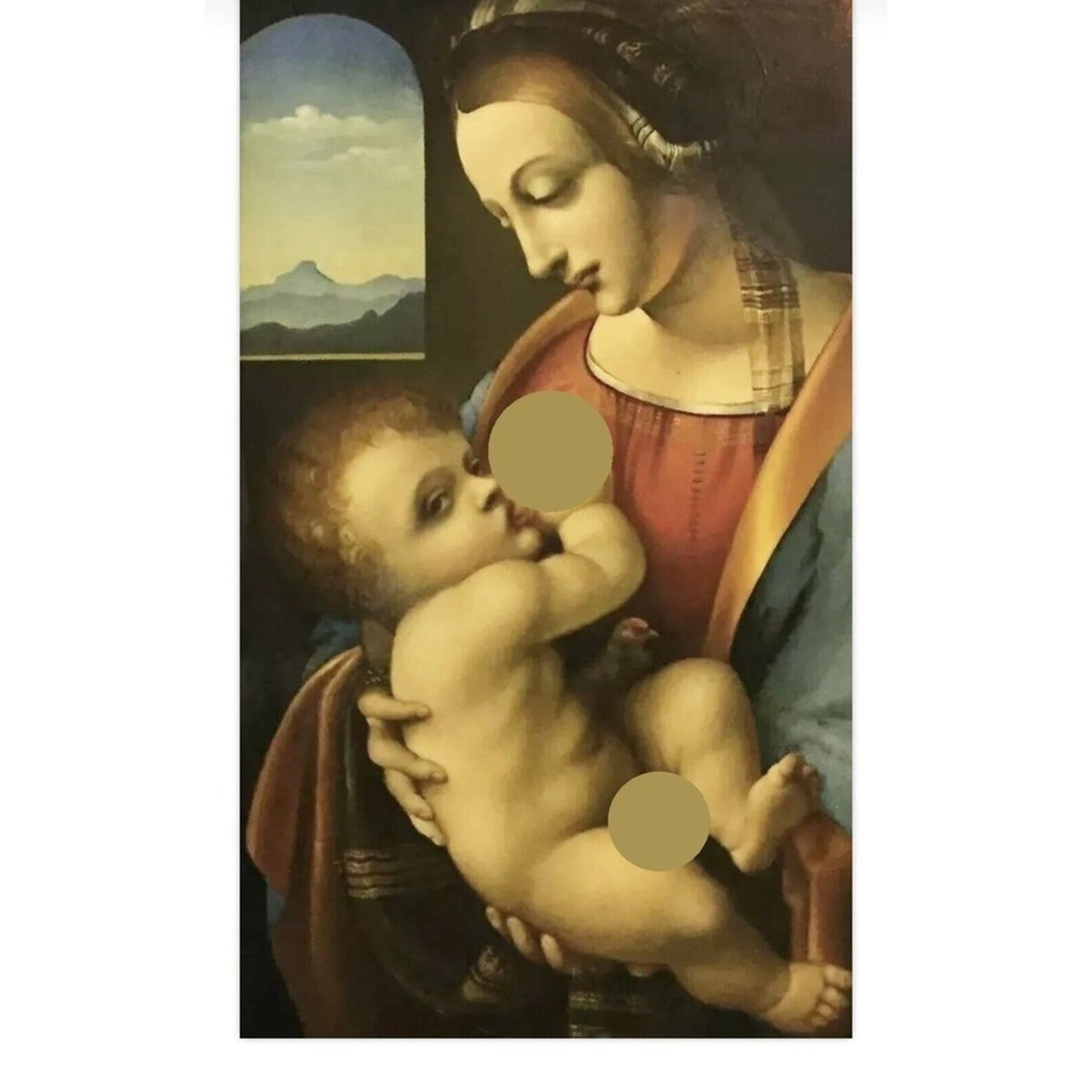 Antique Russian Art Palekh Madonna Litta Icon Lacquer Wood Inspired By Da Vinci