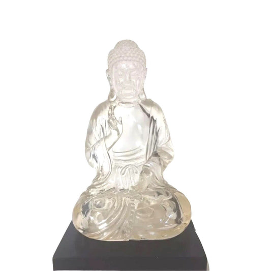 Vintage Lucite Sitting Buddha Statue – Elegance in Translucent Sculpture