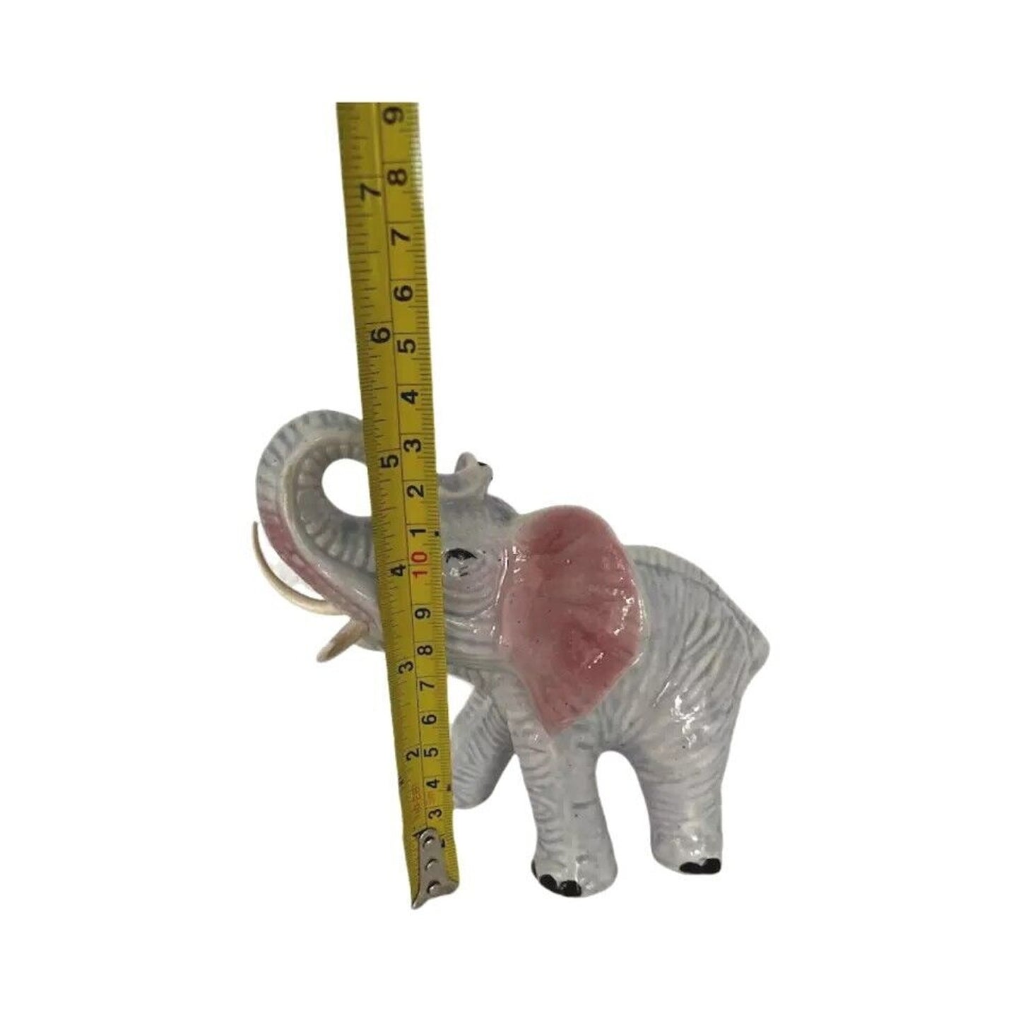Ceramic Trunk Up White Elephant Figurine Porcelain Ceramic Vintage