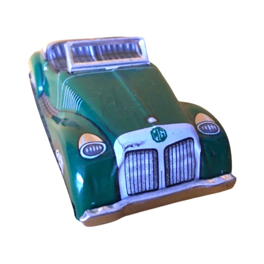 Vintage Tin Friction Litho Mg Convertible English Roadster Car Toy Japan