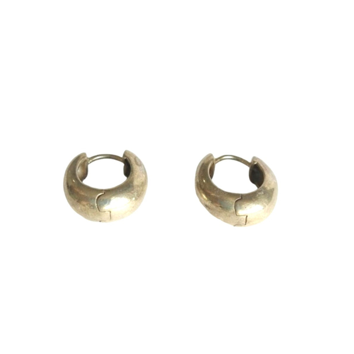Vintage Round Classic Folding Hoop Earrings Sterling Silver 925