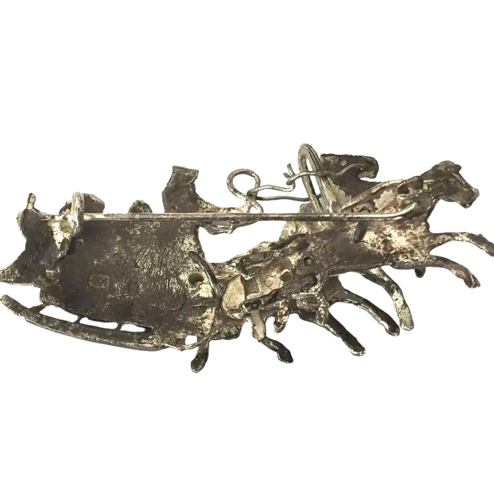 Brooch Imperial Troika Antique 84 Silver Jewelry 1800s 3horses Sleigh