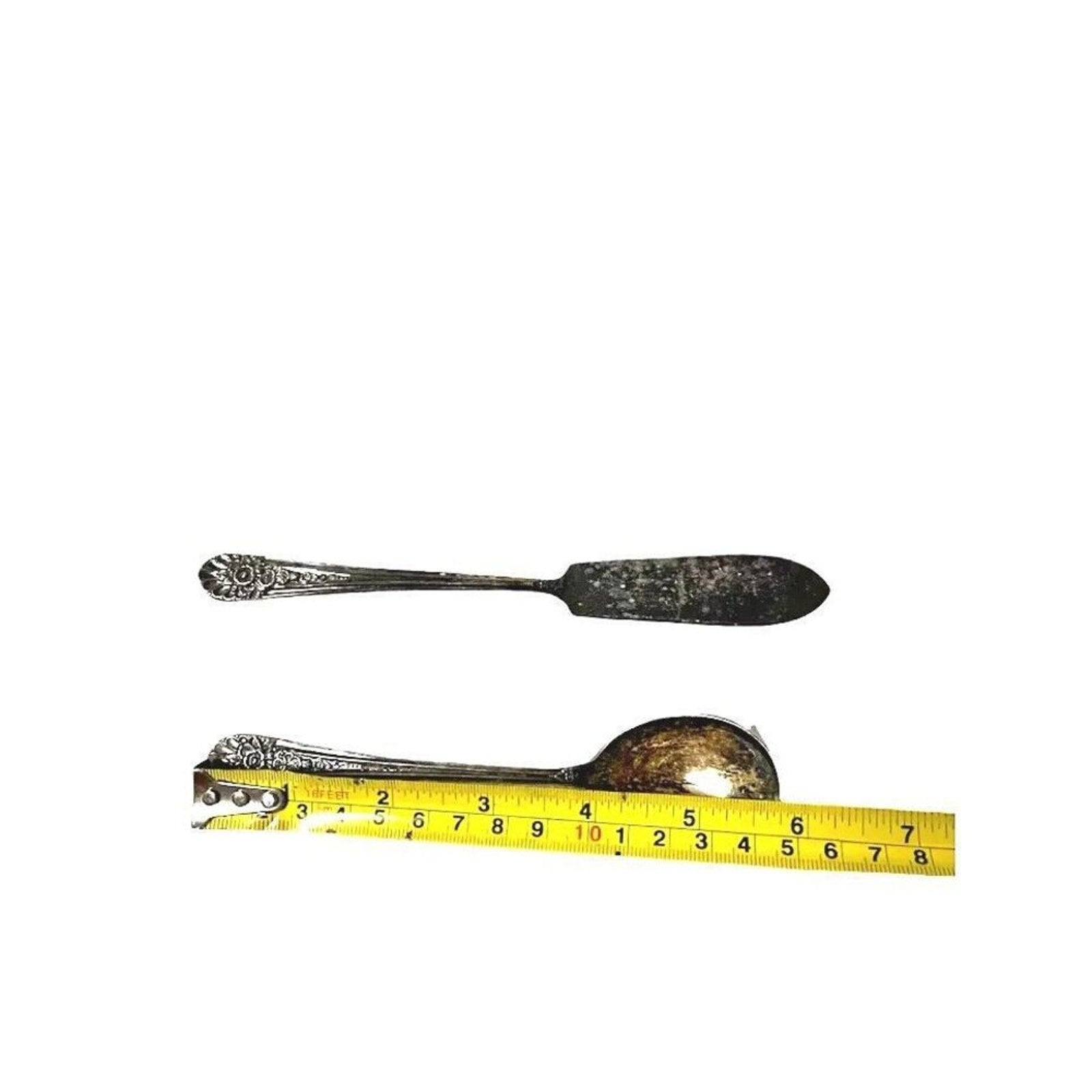 Antique Spoon & Butter Knife Spoon & Knife Set AA Silver Plated Floral Pattern