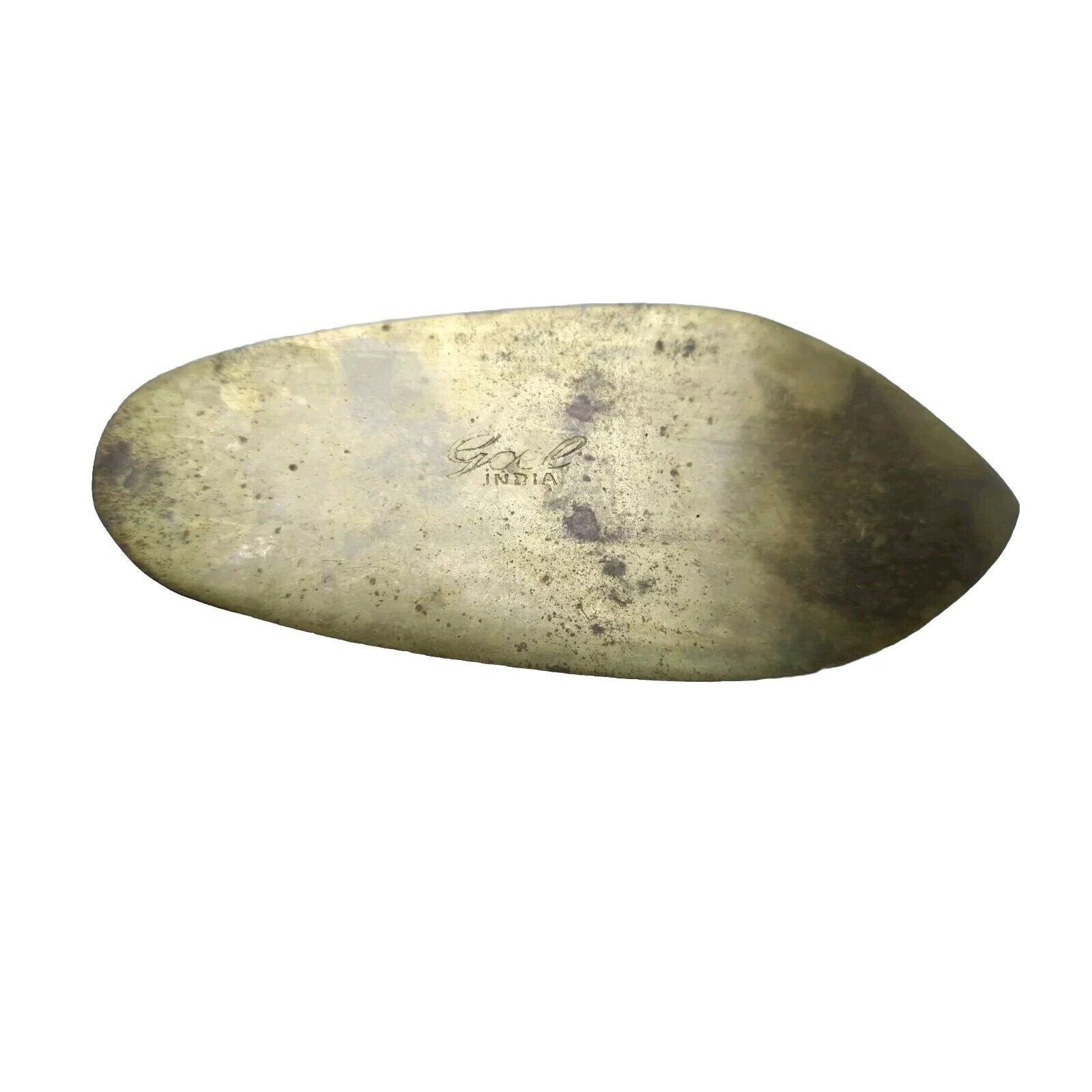 Antique Goel Ashtray India Solid Brass Handcrafted Inlay Engraved Shoe Shape