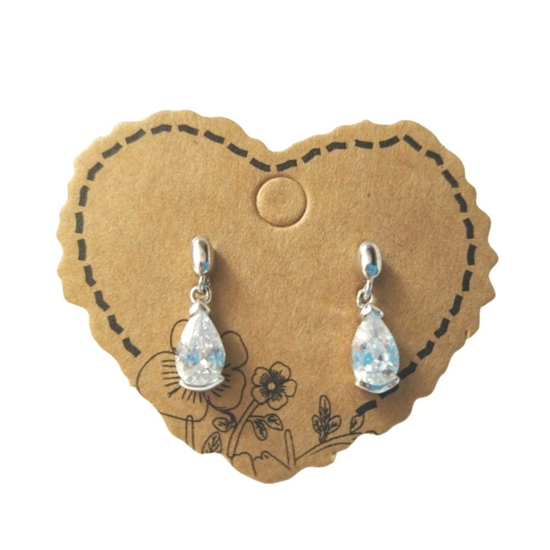 Vintage Pear Cut Cubic Zirconia Bridal Dangle Earrings Silver Plated Post