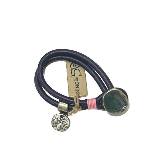 Uno de 50 Unisex Bracelet Purple Leather Silver Heart Charm Spain Men's Women's