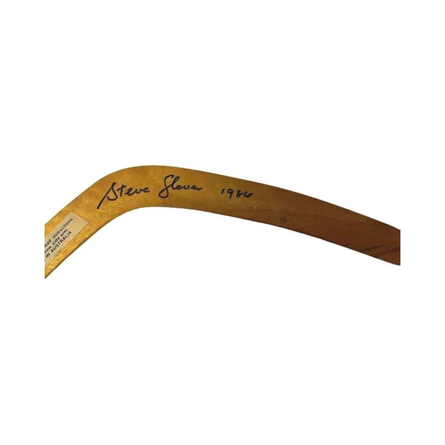 Australian Wood Boomerang Steve 1984 Hand Carved Kangaroo Lizard Signed