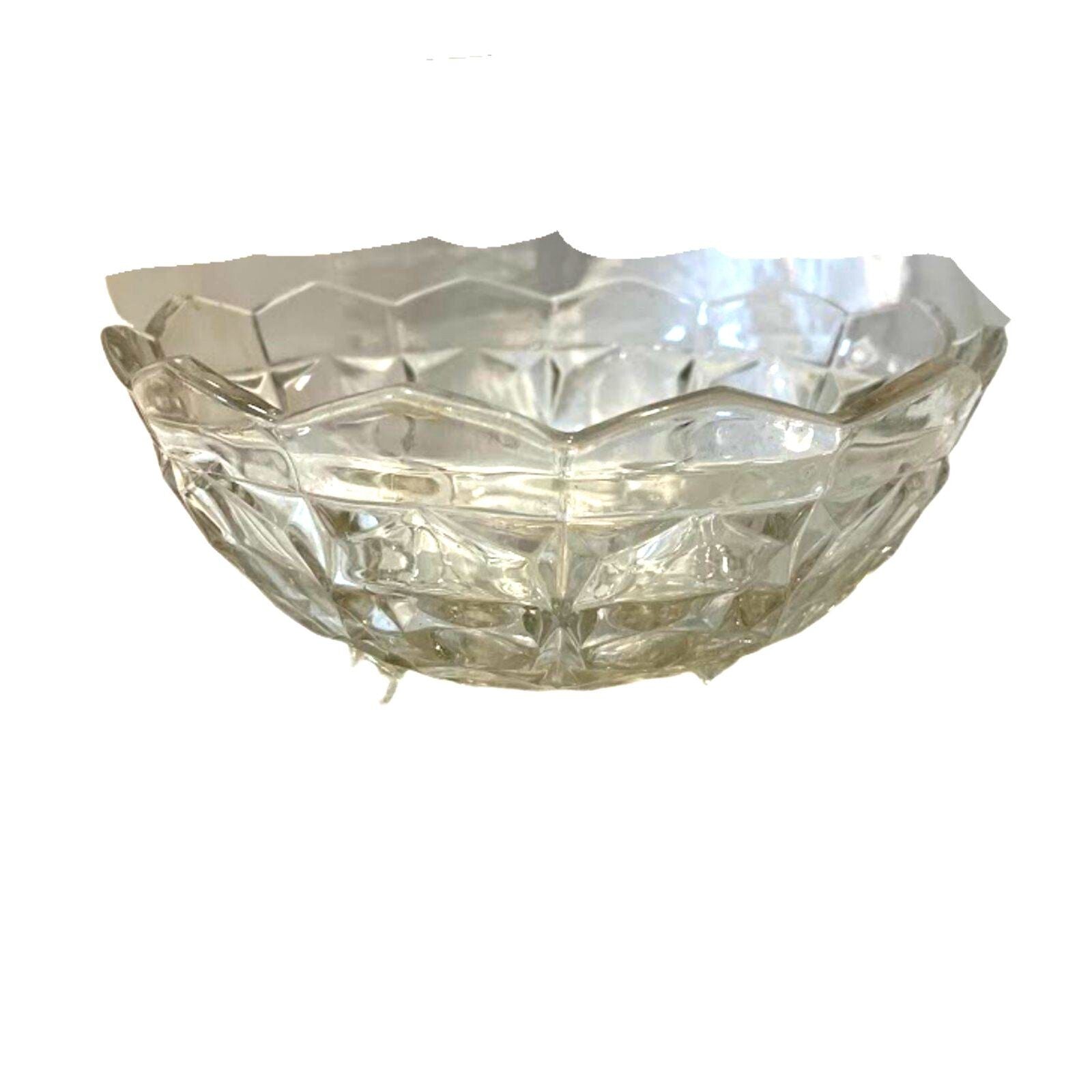 Vintage Serving Bowl Deep Dish Crystal Glass Round
