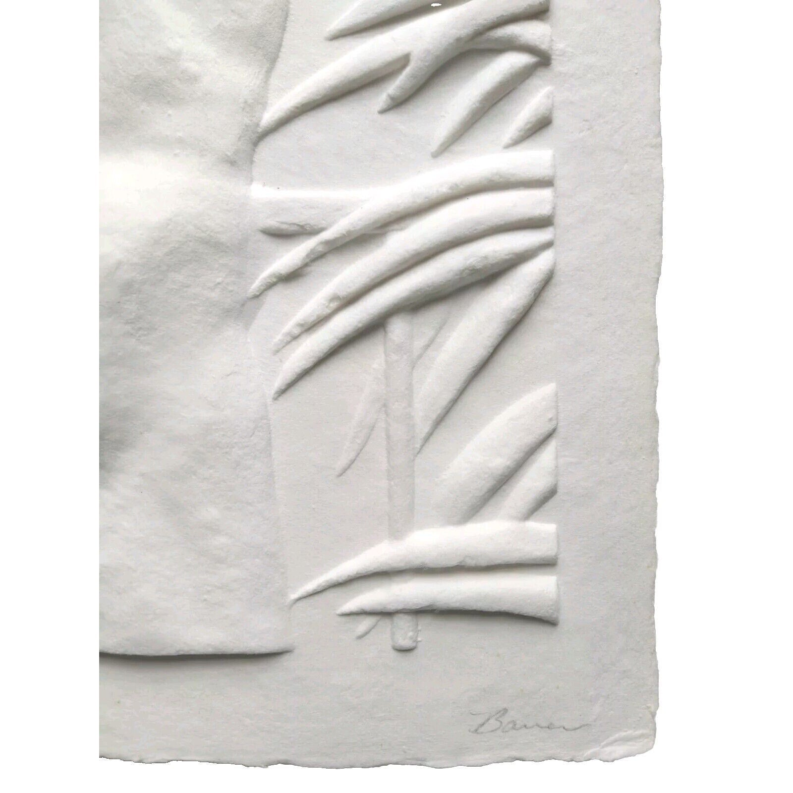 Bauer Cast Paper Relief Sculpture Hand Signed Man Portrait Act Artwork 358/1000