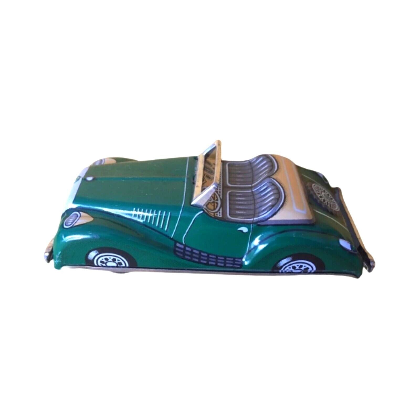 Vintage Tin Friction Litho Mg Convertible English Roadster Car Toy Japan