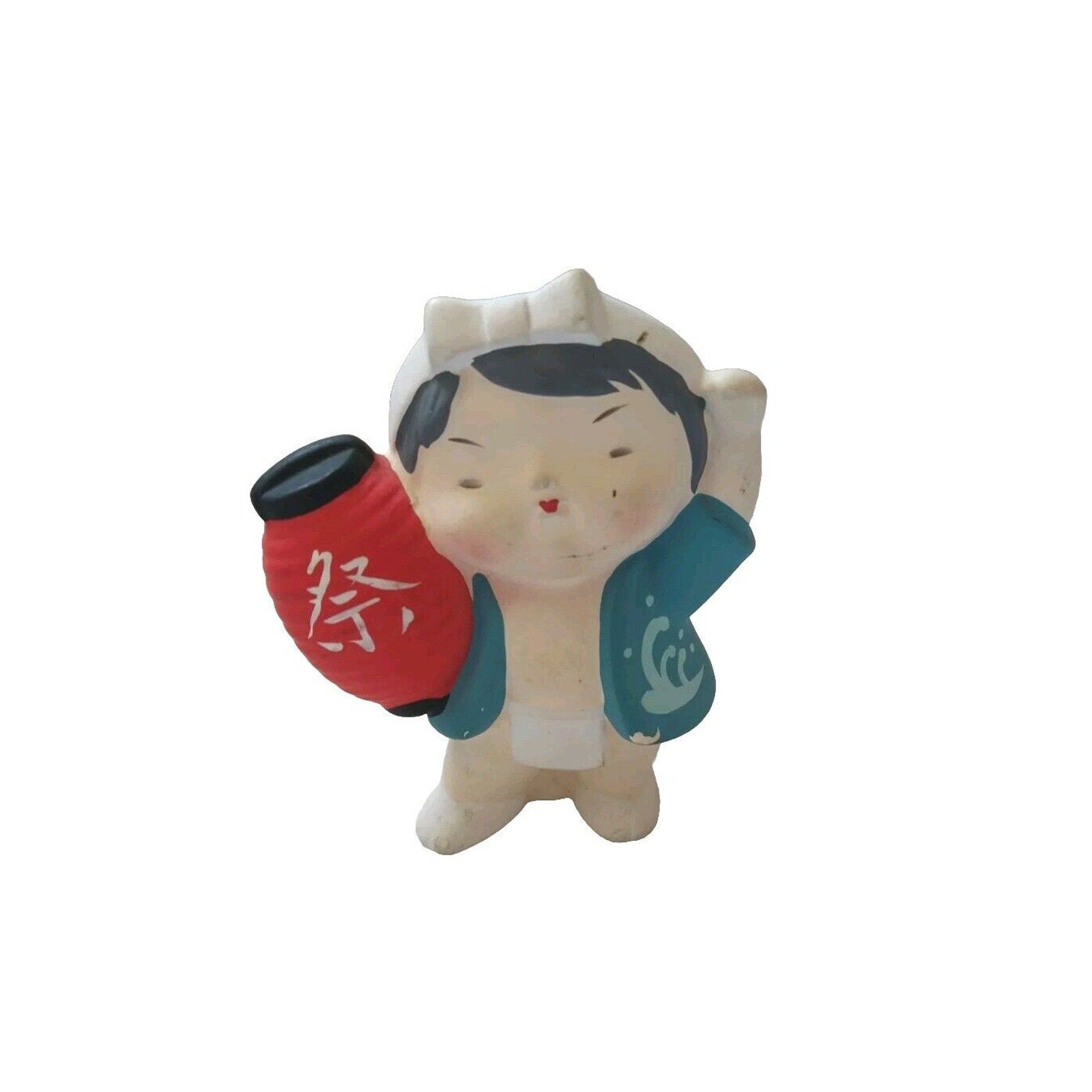 Mitsukoshi Hakata Boy with Festival Lantern Ceramic Statue Figurine Toy Japan