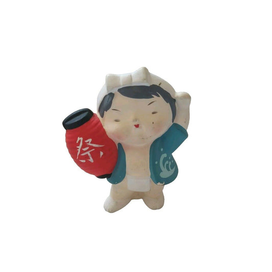 Mitsukoshi Hakata Boy with Festival Lantern Ceramic Statue Figurine Toy Japan