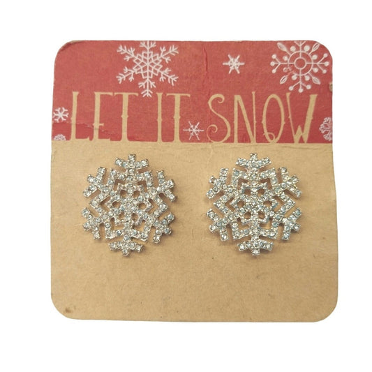 Francesca's Snowflake Cubic Zirconia Stud Earrings Sterling Silver Plated Post