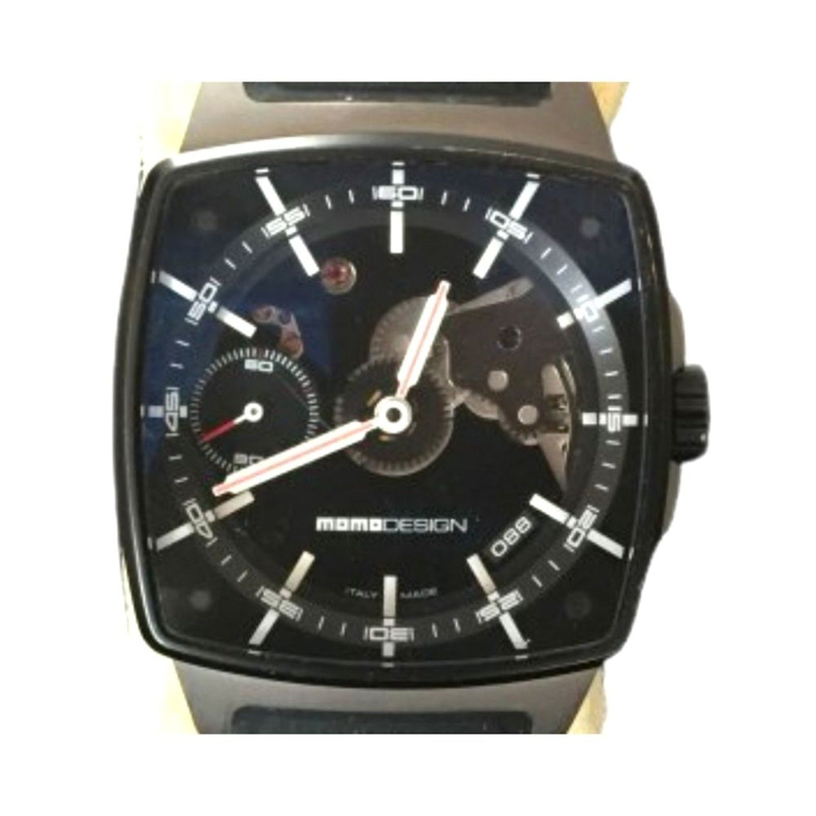 Momo Design Men`s Wrist Watch Double Skeleton Mechanical Titanium Italy