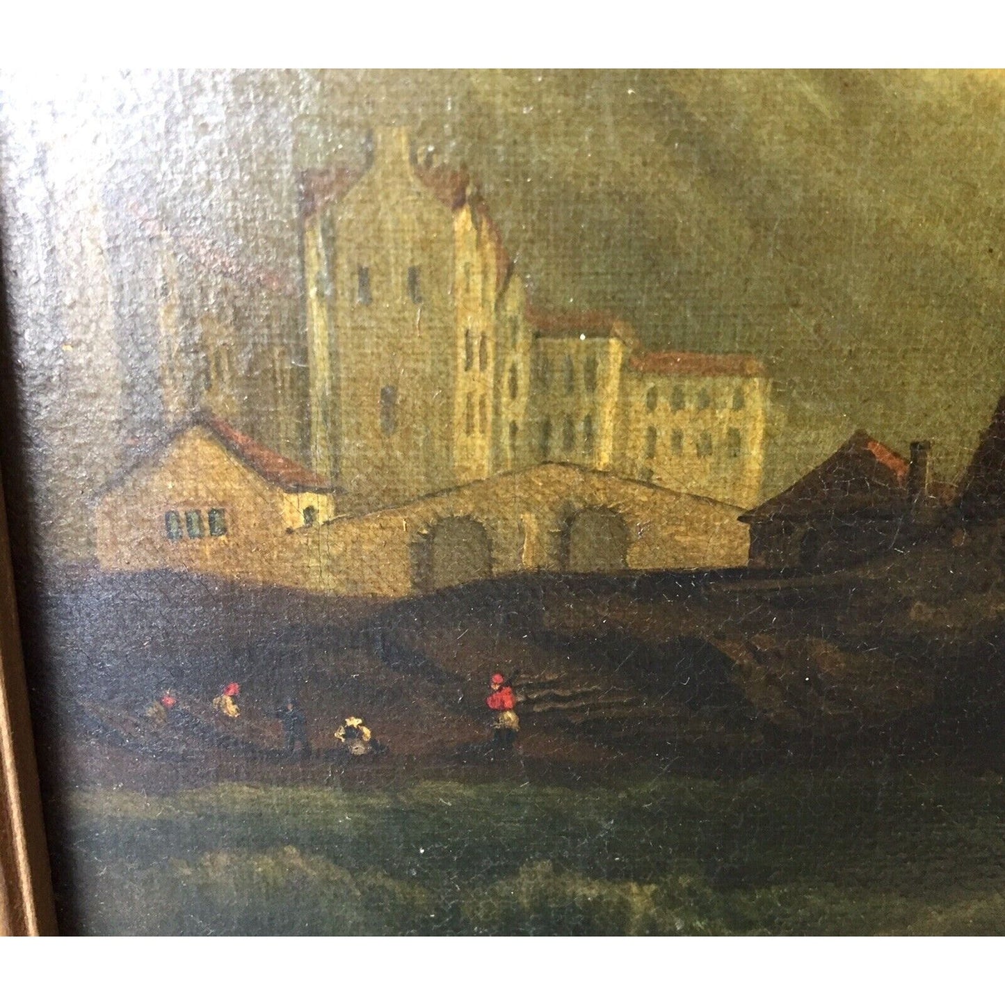 Dutch Antique Oil Painting Windmill Canvas Landscape Original 18 Century
