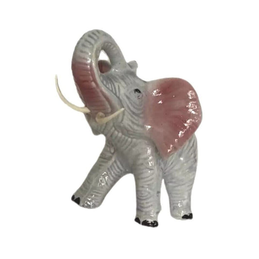 Ceramic Trunk Up White Elephant Figurine Porcelain Ceramic Vintage