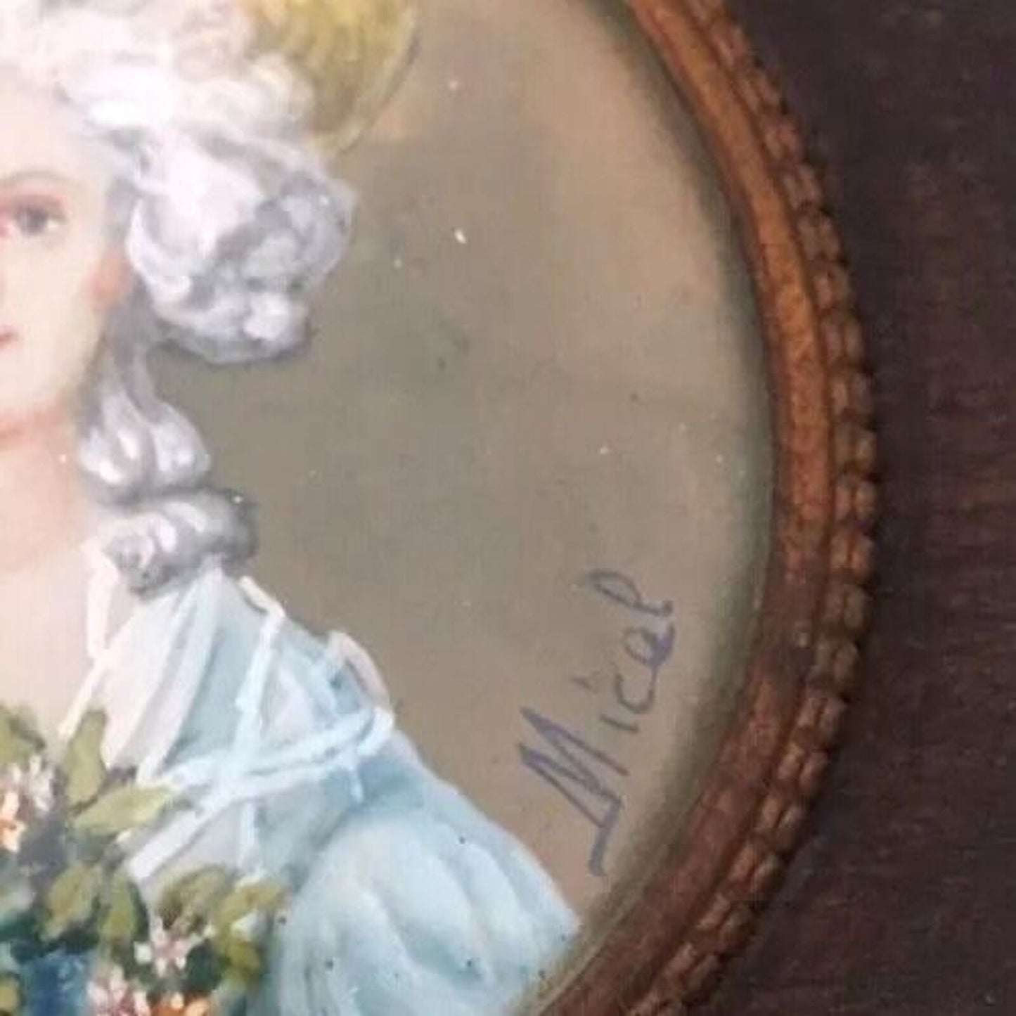 Antique French Miniature Painting Madame Elizabeth Louis Sister Signed Fine Art