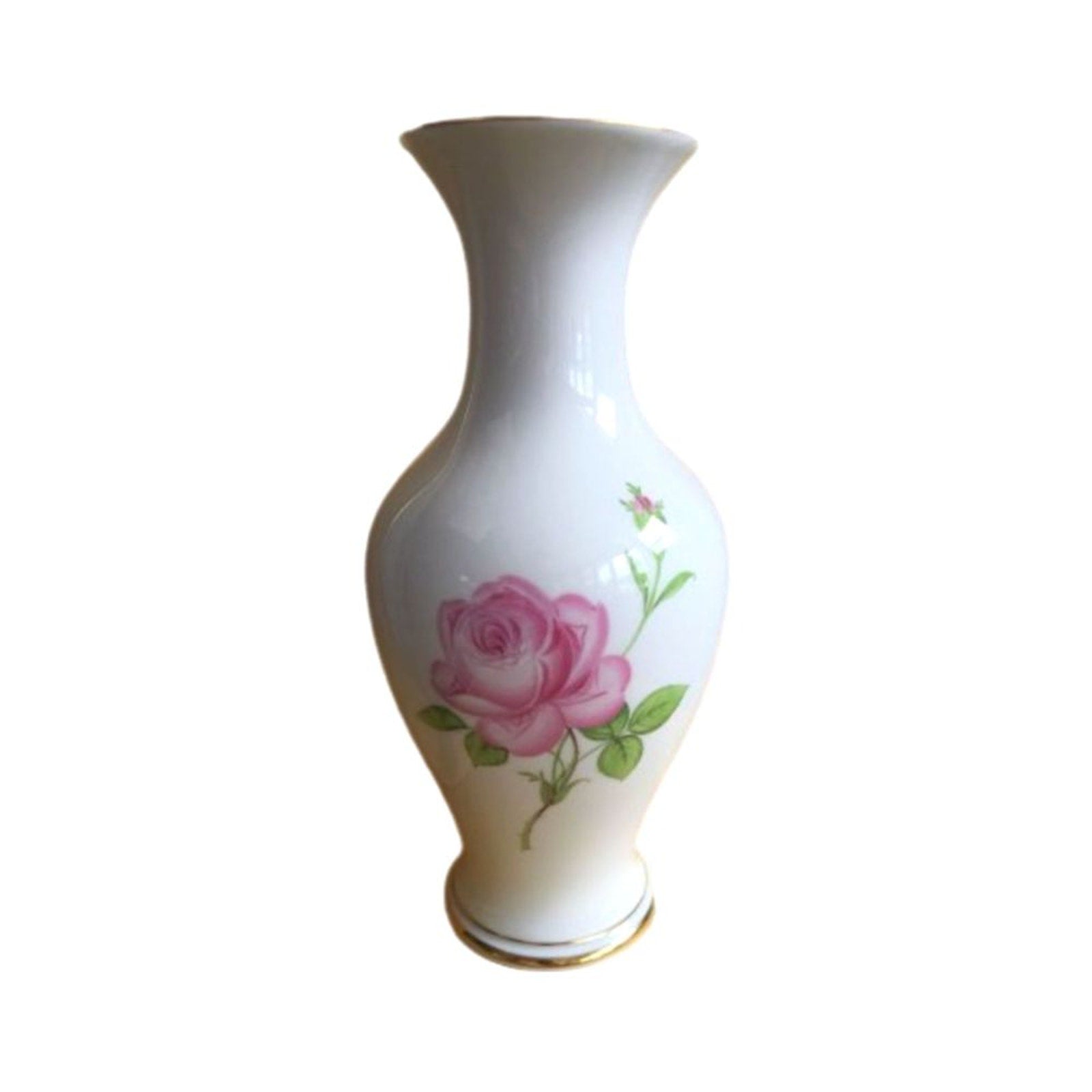 Antique Meissen Pink Rose Vase 1934-1945 Fine White Porcelain Original German