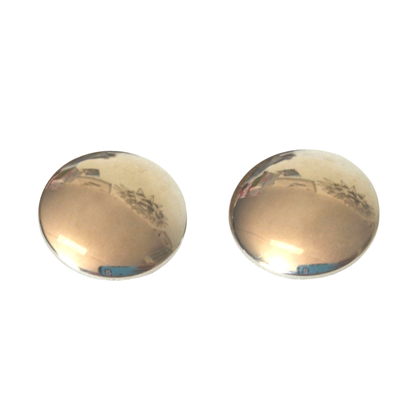 Vintage Retro Chrome Finished Round Button Stud Earrings Posts