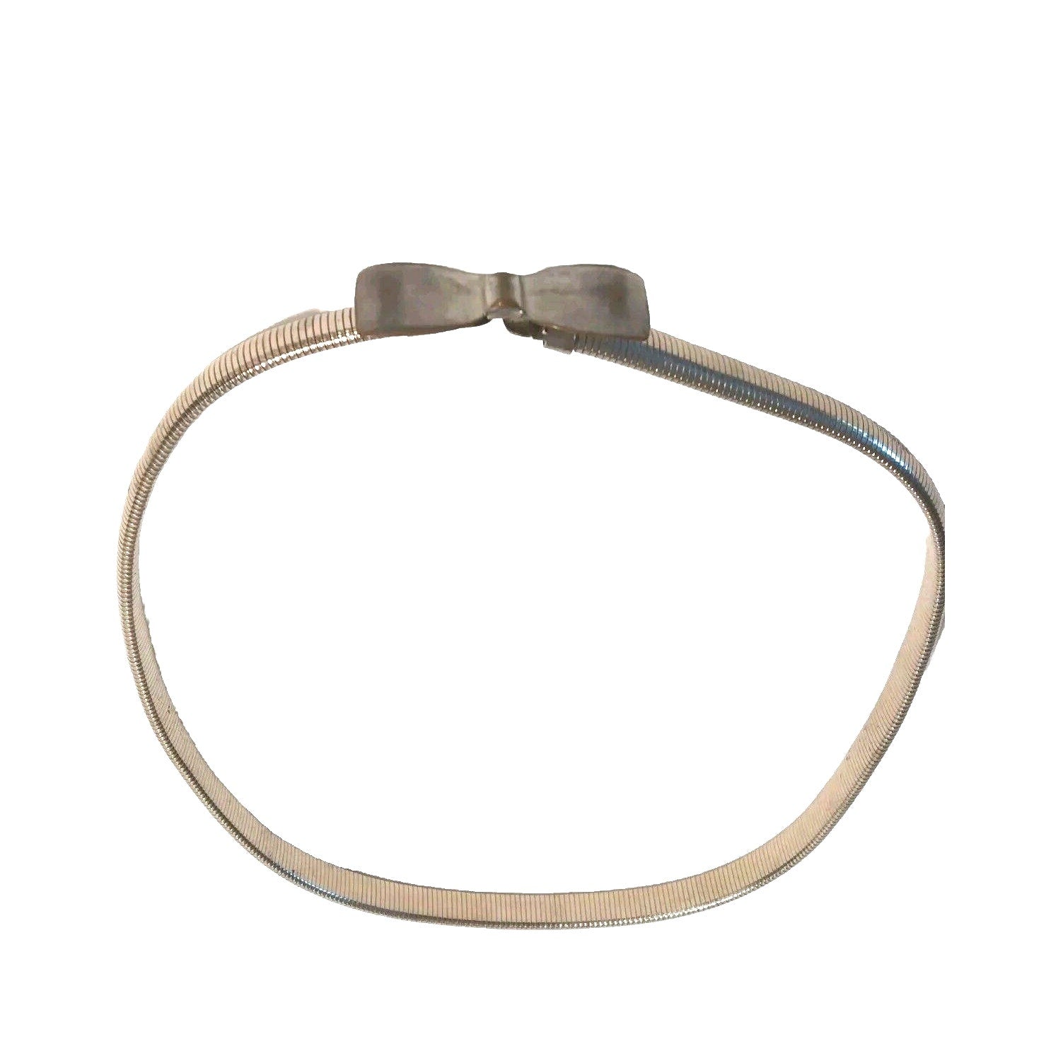 Womens Silver Tone Metal Stretch Bow Belt Vintage 23"
