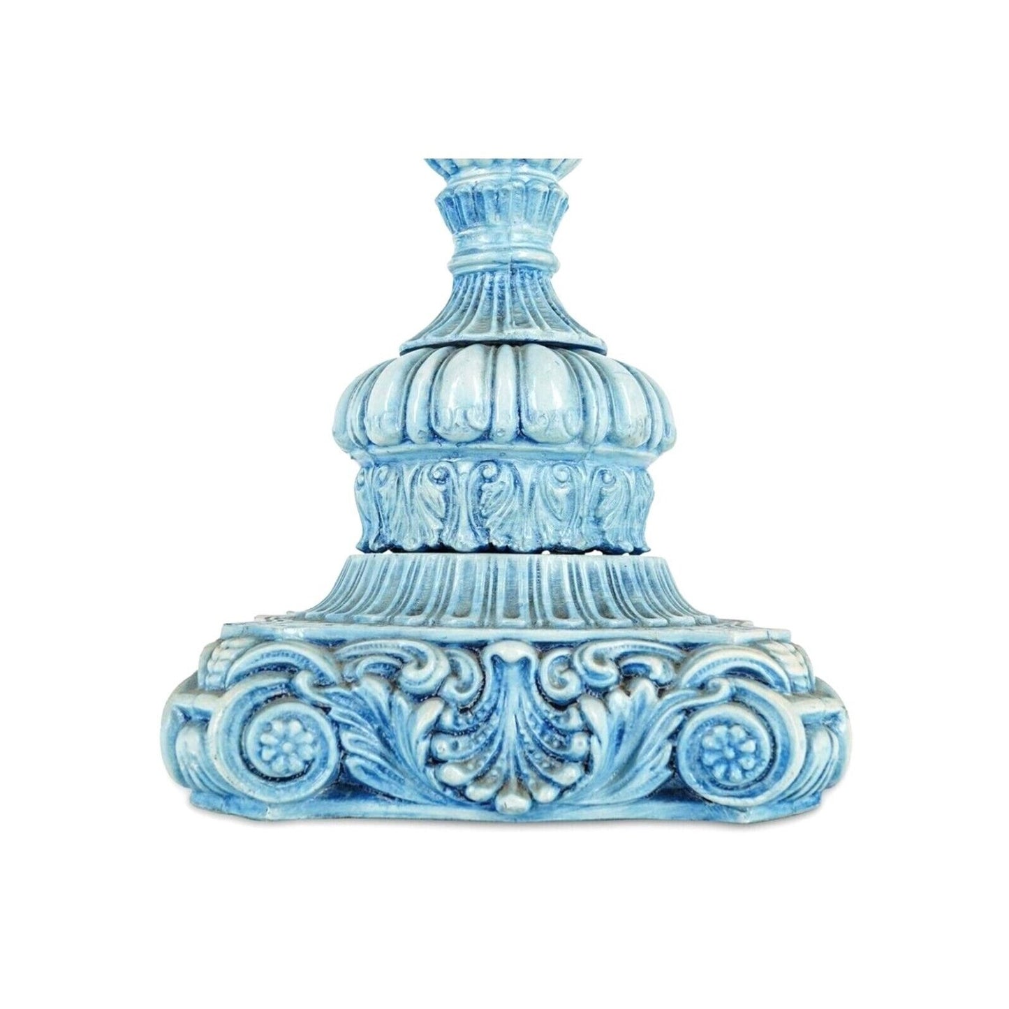 Antique Italian Pair Of Turquoise Blue Candelabra Lamp Enamel On Bronze
