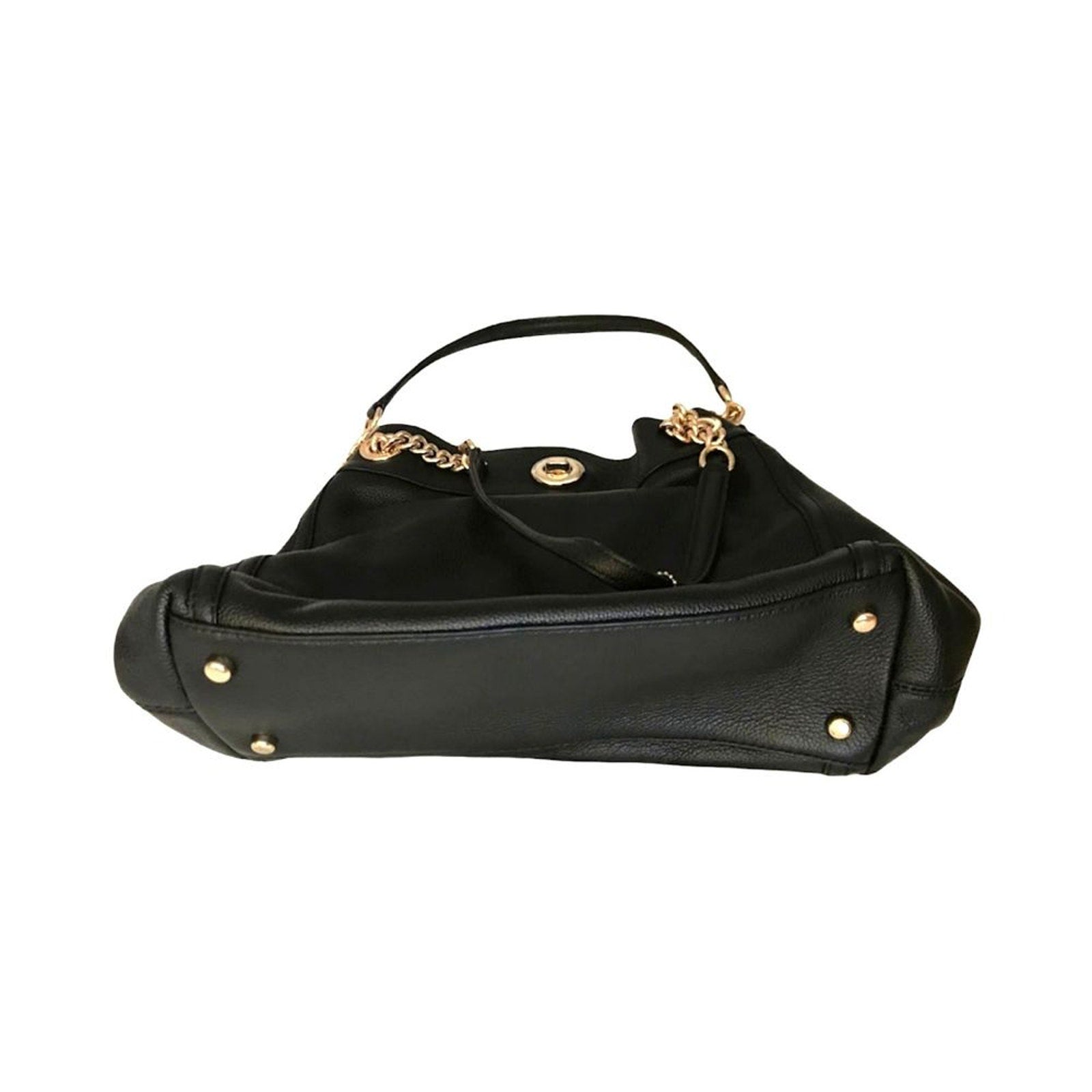 NWOT Coach Turnlock Edie Pebble Leather Shoulder Bag Beachwood Black Gold 36855