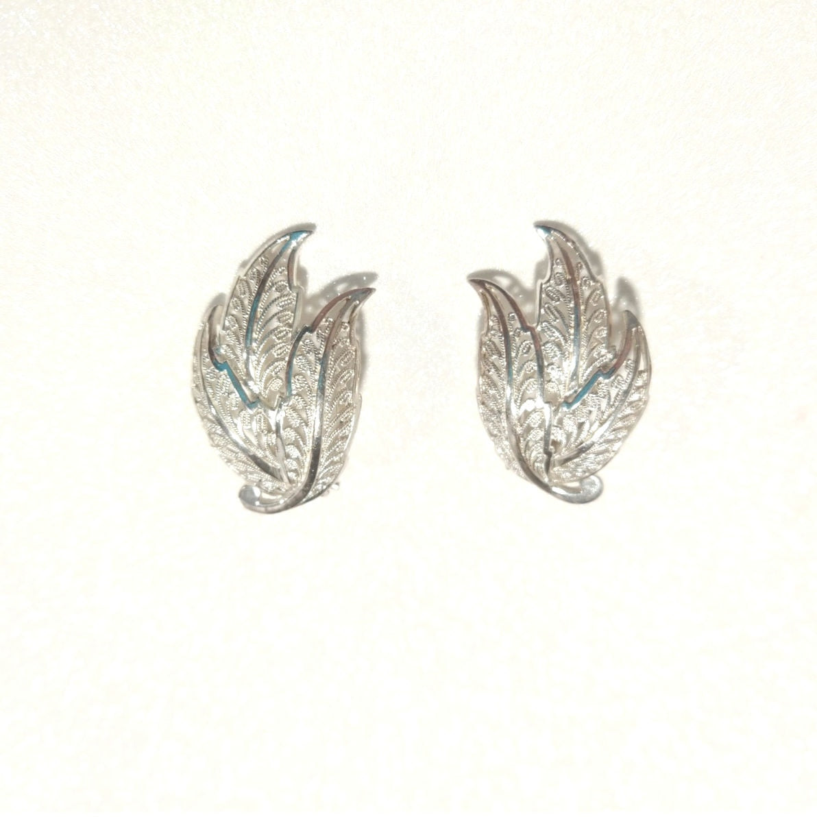 Vintage Alice Caviness Sterling Silver 925 Filigree Earrings Leaves Clip Vintage