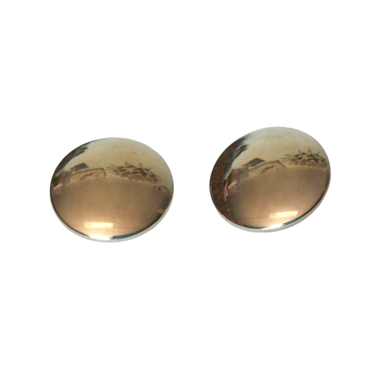 Vintage Retro Chrome Finished Round Button Stud Earrings Posts