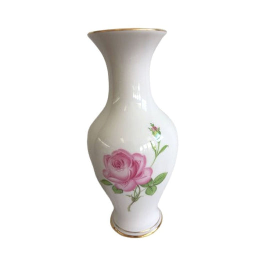 Antique Meissen Pink Rose Vase 1934-1945 Fine White Porcelain Original German